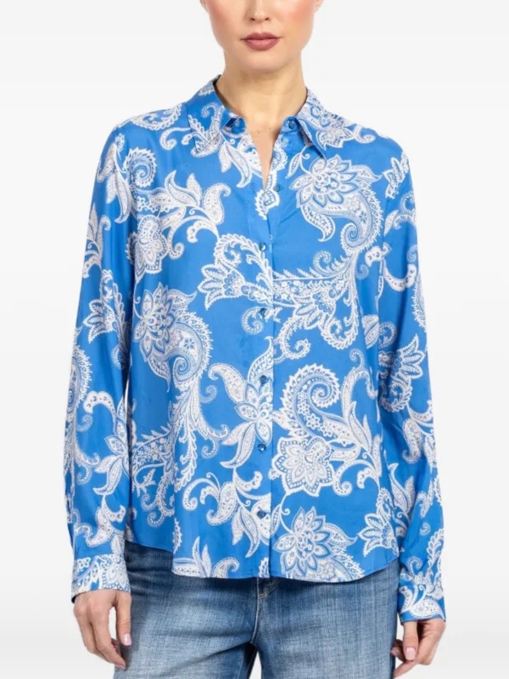 L’Agence Blue Paisley Button-Up Women's Blouse